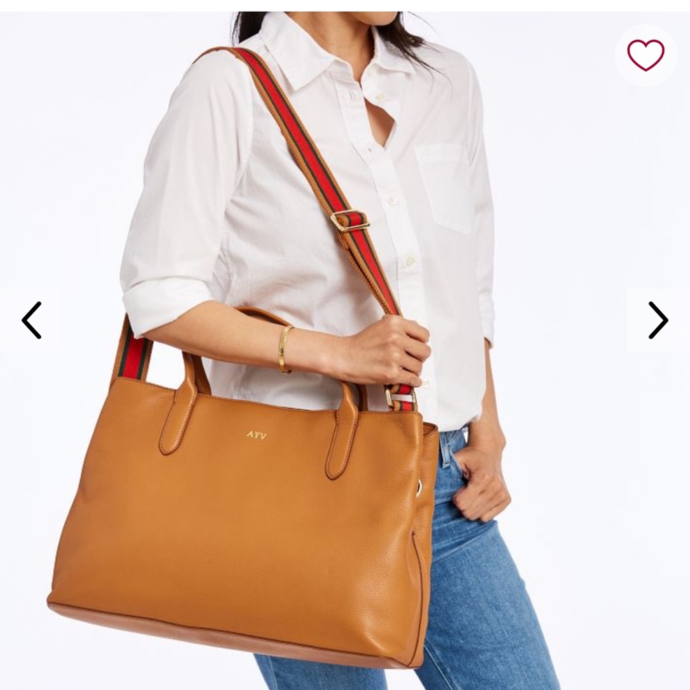 NWOT Mark and Graham Tan Leather Caroline Tote Bag